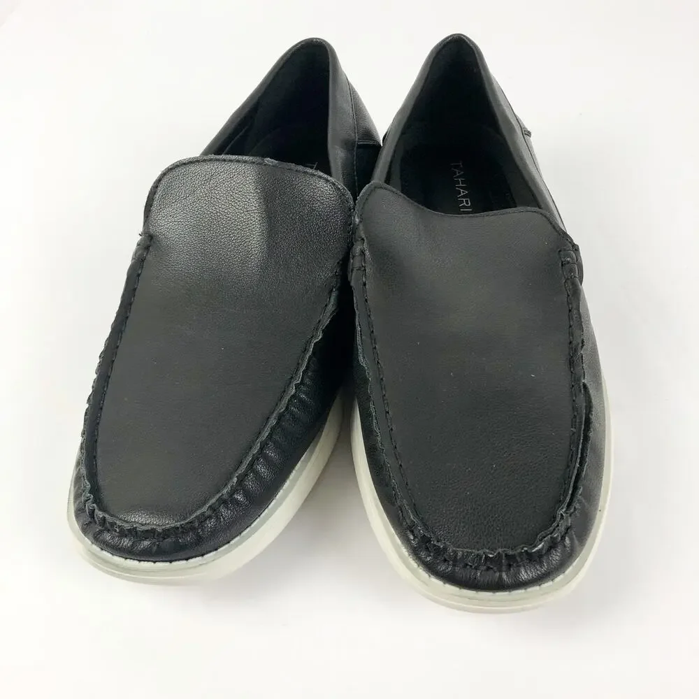 Tahari Mens Hipster Casual Loafers Size 10 Black Slip On Almond Toe